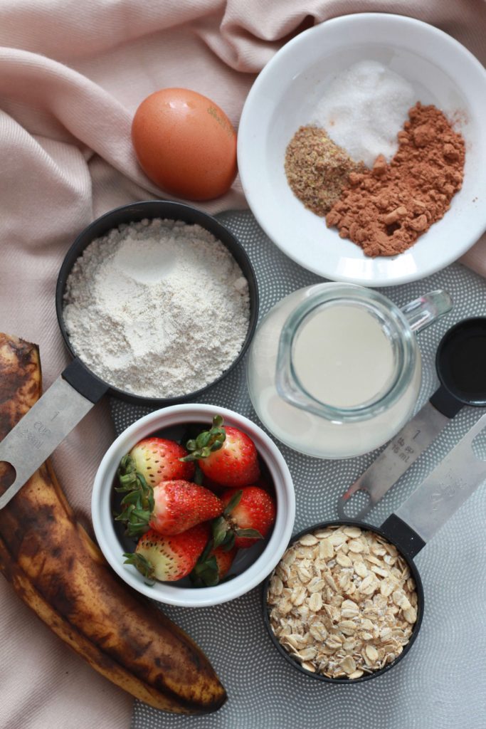 showing chocolate oatmeal waffles ingredients