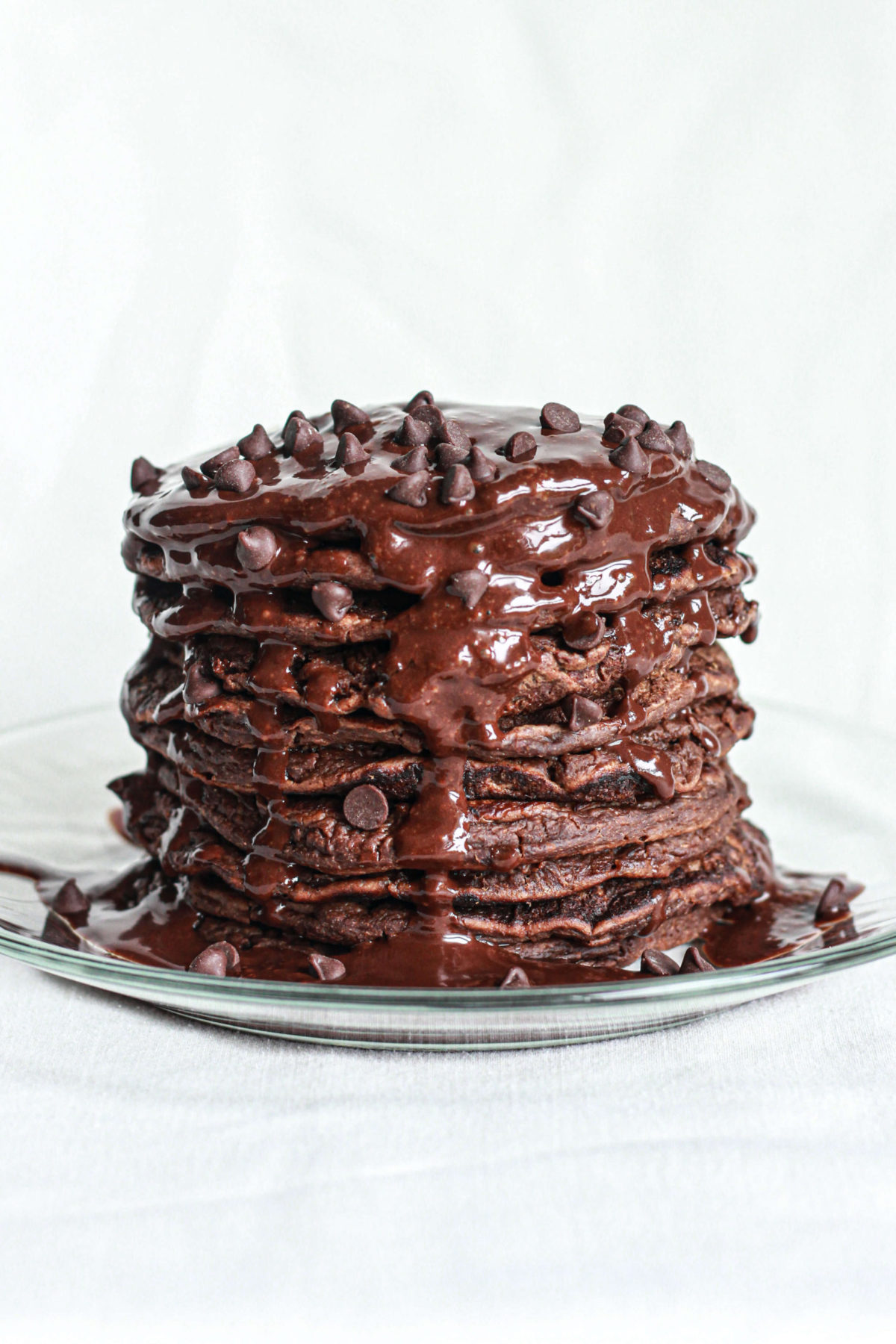 healthy chocolate oatmeal pancakes stack
