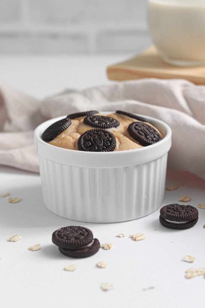 oreos and milk baked oats mugcake microwave