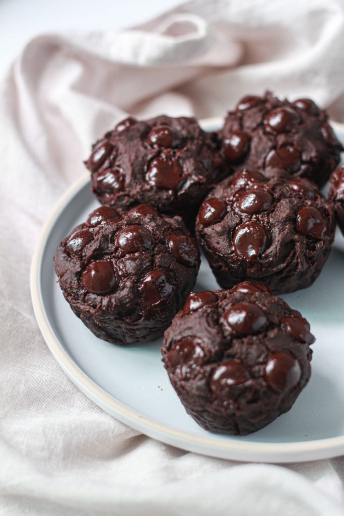 double chocolate chunk oat muffins