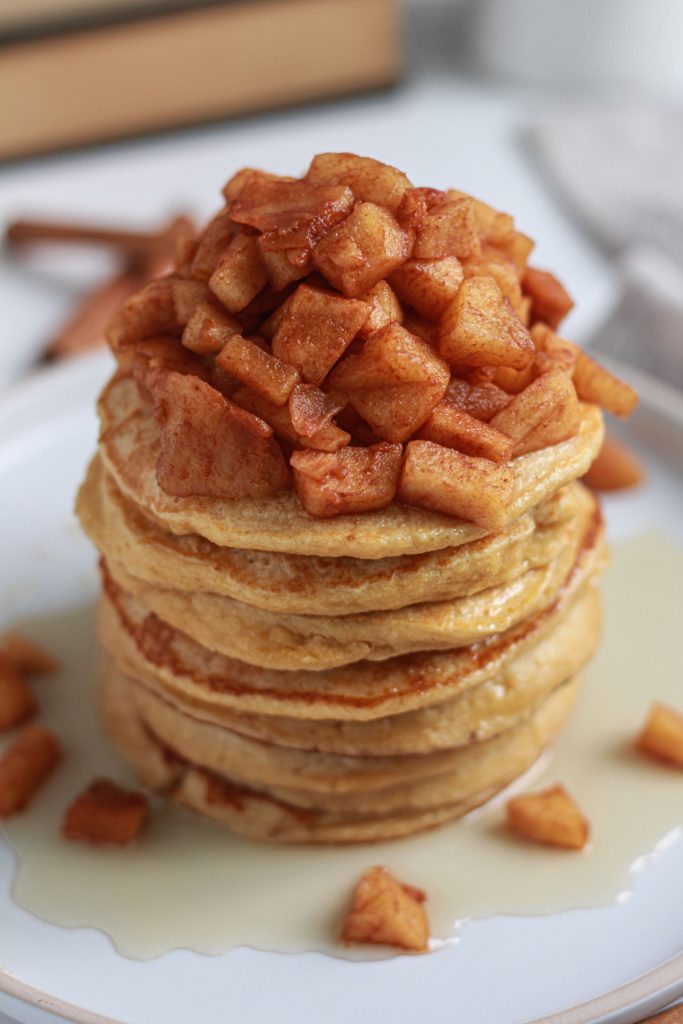 showing 5-ingredient Apple Oatmeal Pancakes close up