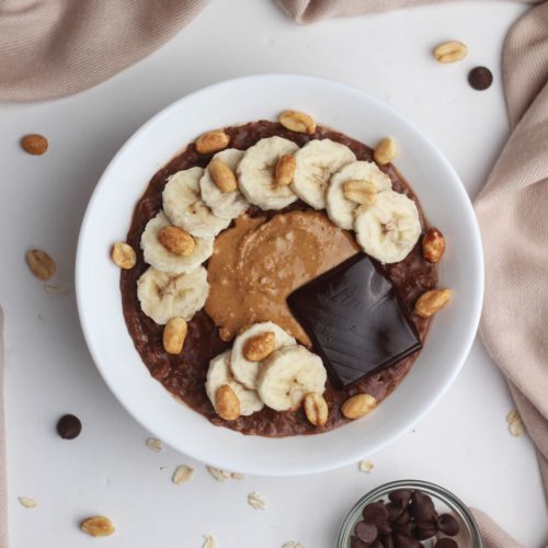 chocolate peanut butter oatmeal for breakfast