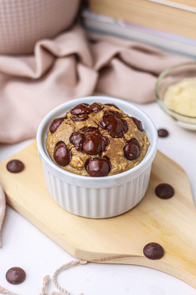 showing gingerbread chocolate chip baked oatmeal recipe from the side