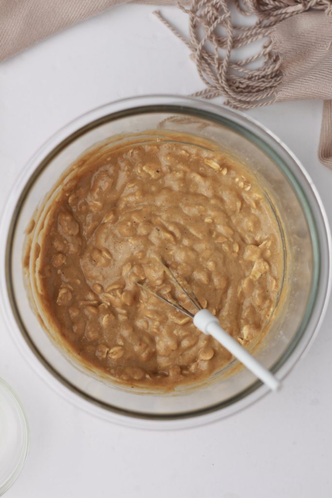 showing gingerbread chocolate chip batter from the top