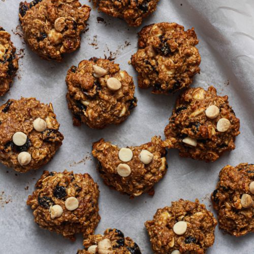 showing healthy white chocolate cranberry oatmeal cookies
