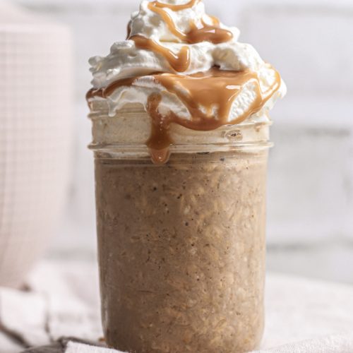 High Protein caramel mocha overnight oats