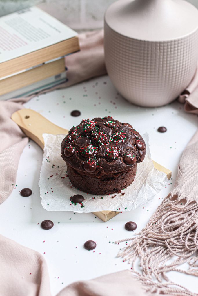 showing one christmas chocolate muffin recipe