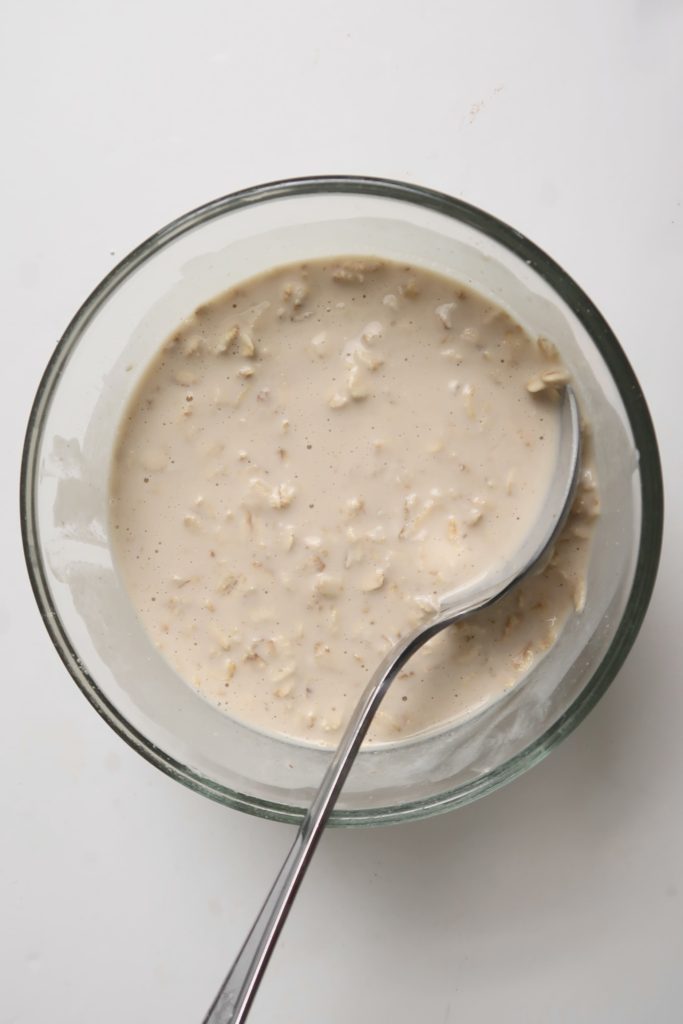showing High Protein lotus biscoff overnight oats batter