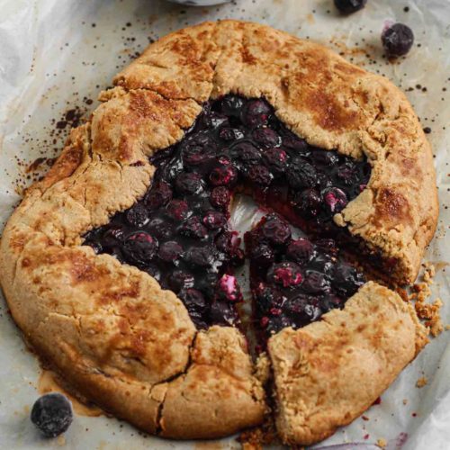 Showing healthy blueberry oat galette slice recipe