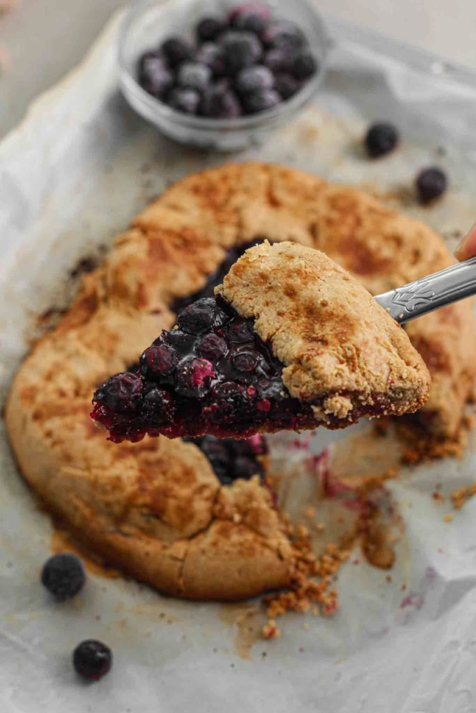 Showing healthier blueberry oat galette slice