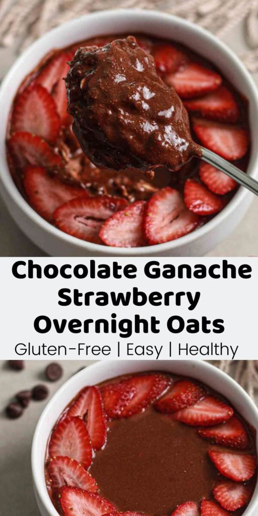 chocolate ganache strawberry oats for pinterest