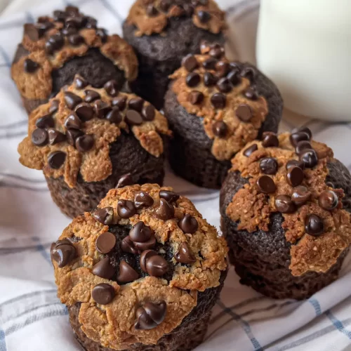 Double chocolate cookie dough muffins