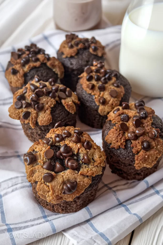 Double chocolate cookie dough muffins